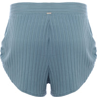 Gilly Hicks Women's Denim Blue Ribbed Mini Shorts Loungewear