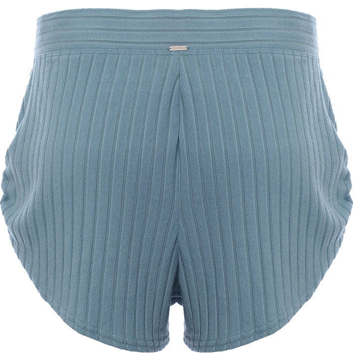 Gilly Hicks Women's Denim Blue Ribbed Mini Shorts Loungewear