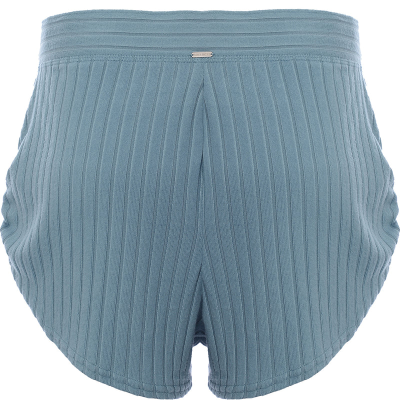 Gilly Hicks Women's Denim Blue Ribbed Mini Shorts Loungewear