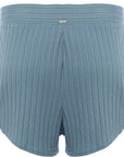 Gilly Hicks Women's Denim Blue Ribbed Mini Shorts Loungewear