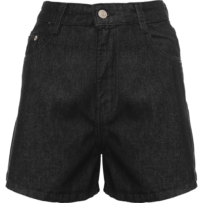 Wednesday's Girl Women's Black Wash Denim High Waist Mom Shorts