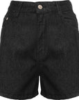 Wednesday's Girl Women's Black Wash Denim High Waist Mom Shorts