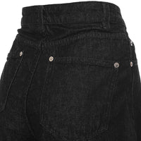 Wednesday's Girl Women's Black Wash Denim High Waist Mom Shorts