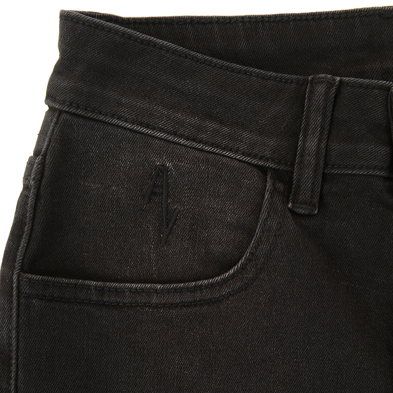 ASYOU cigarette denim short in washed black