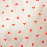 Night Heart Print Red Cami Top And Heart Print Shorts Pyjama Set In Cream And Red