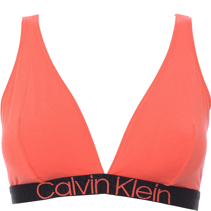 Calvin Klein Womens Coral Eco Cotton Large Logo Detail Triangle Bralette