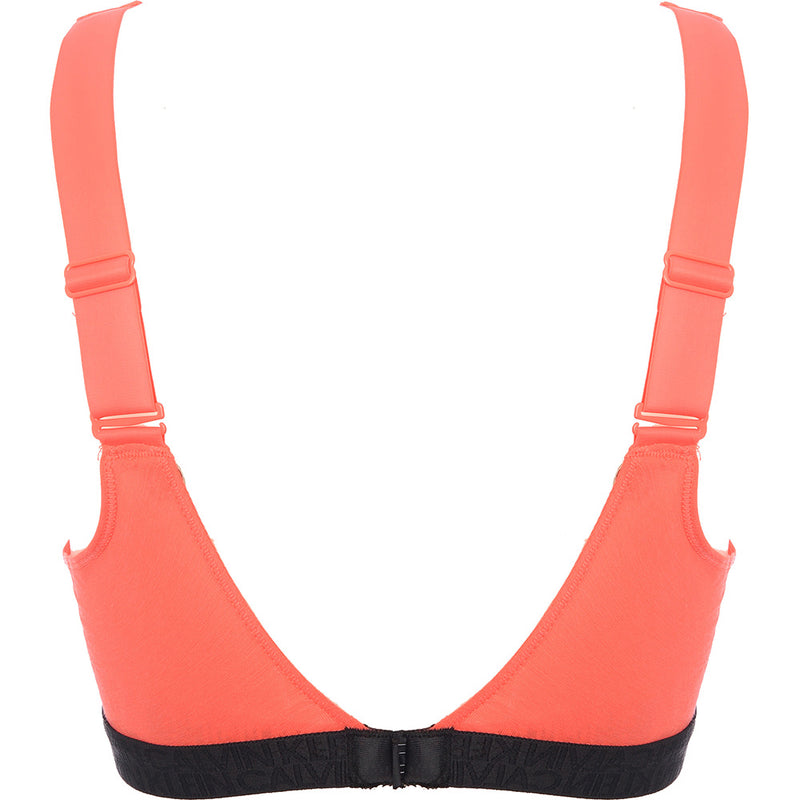 Calvin Klein Womens Coral Eco Cotton Large Logo Detail Triangle Bralette