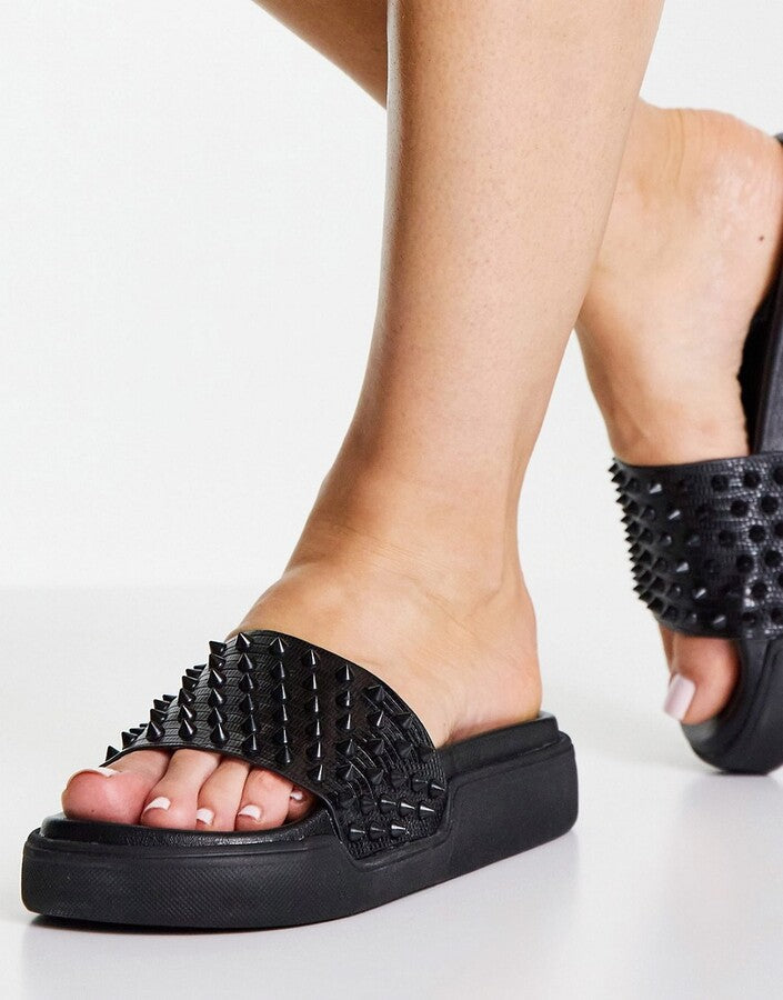 Steve Madden Womens Endorse Studded Flatform In Black