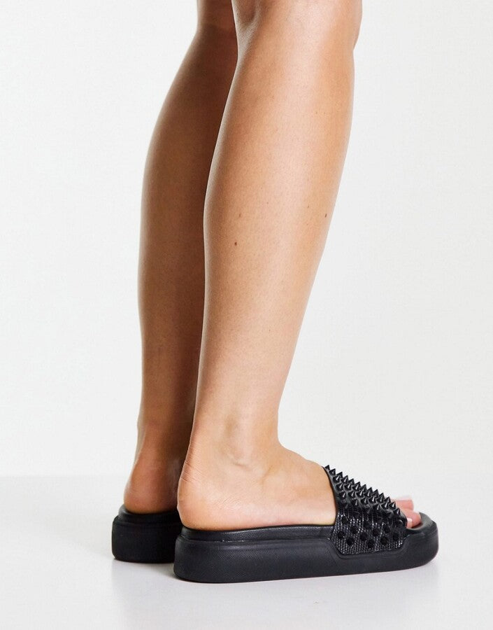 Steve Madden Womens Endorse Studded Flatform In Black