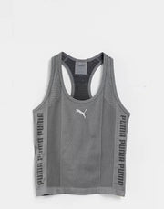Womens Puma Training Evoknit Cropped Seamless Vest Top In Charcoal Grey