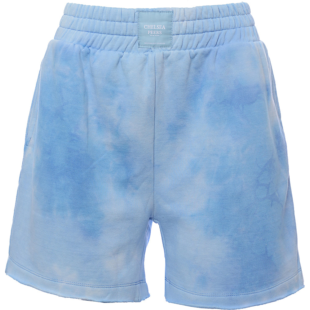 Chelsea Peers Women's Blue Cotton Tie Dye Boyfriend Short With Raw Edge Detail