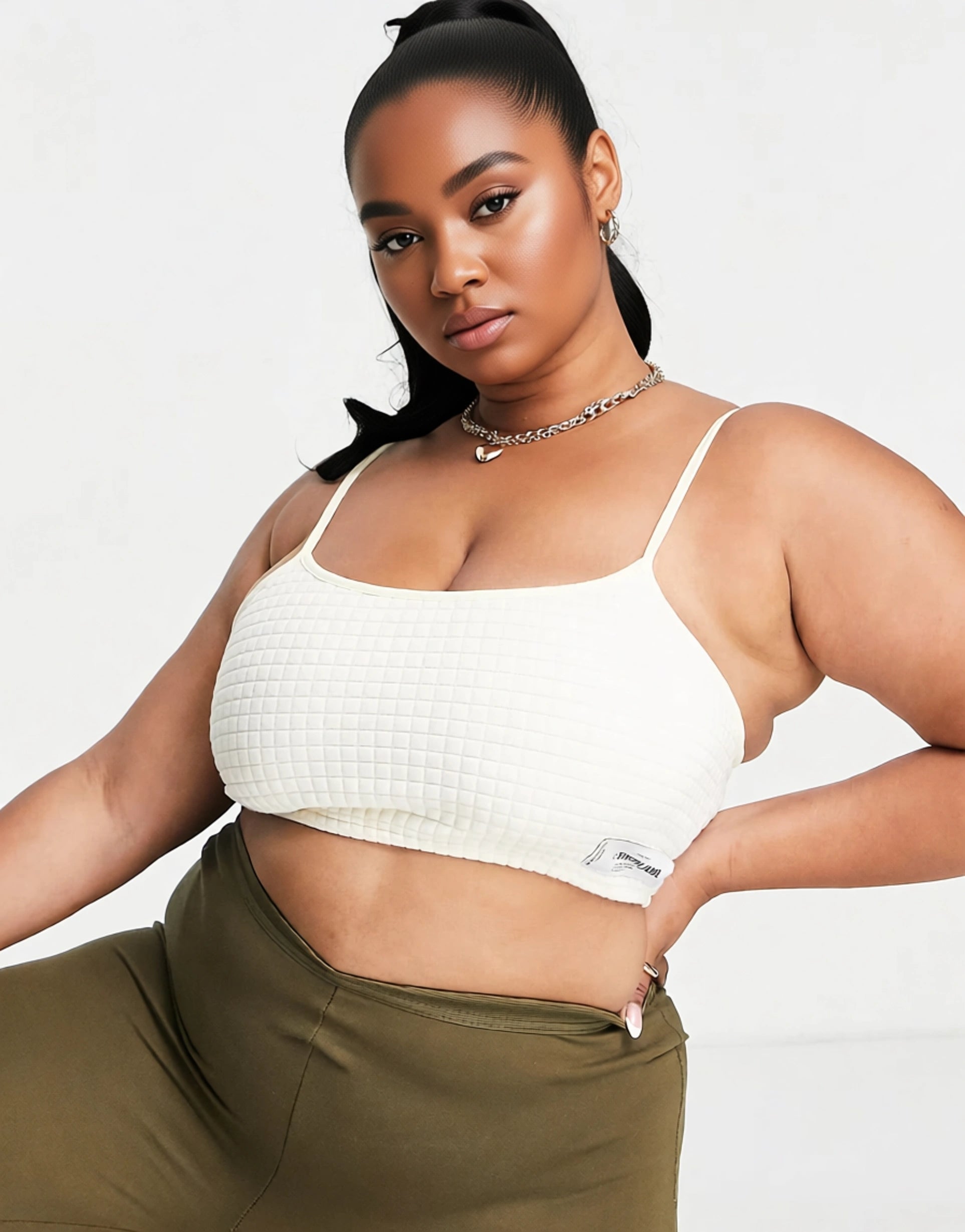 Sixth June Plus Womens Micro Bralet in Waffle Co-Ord In Yellow