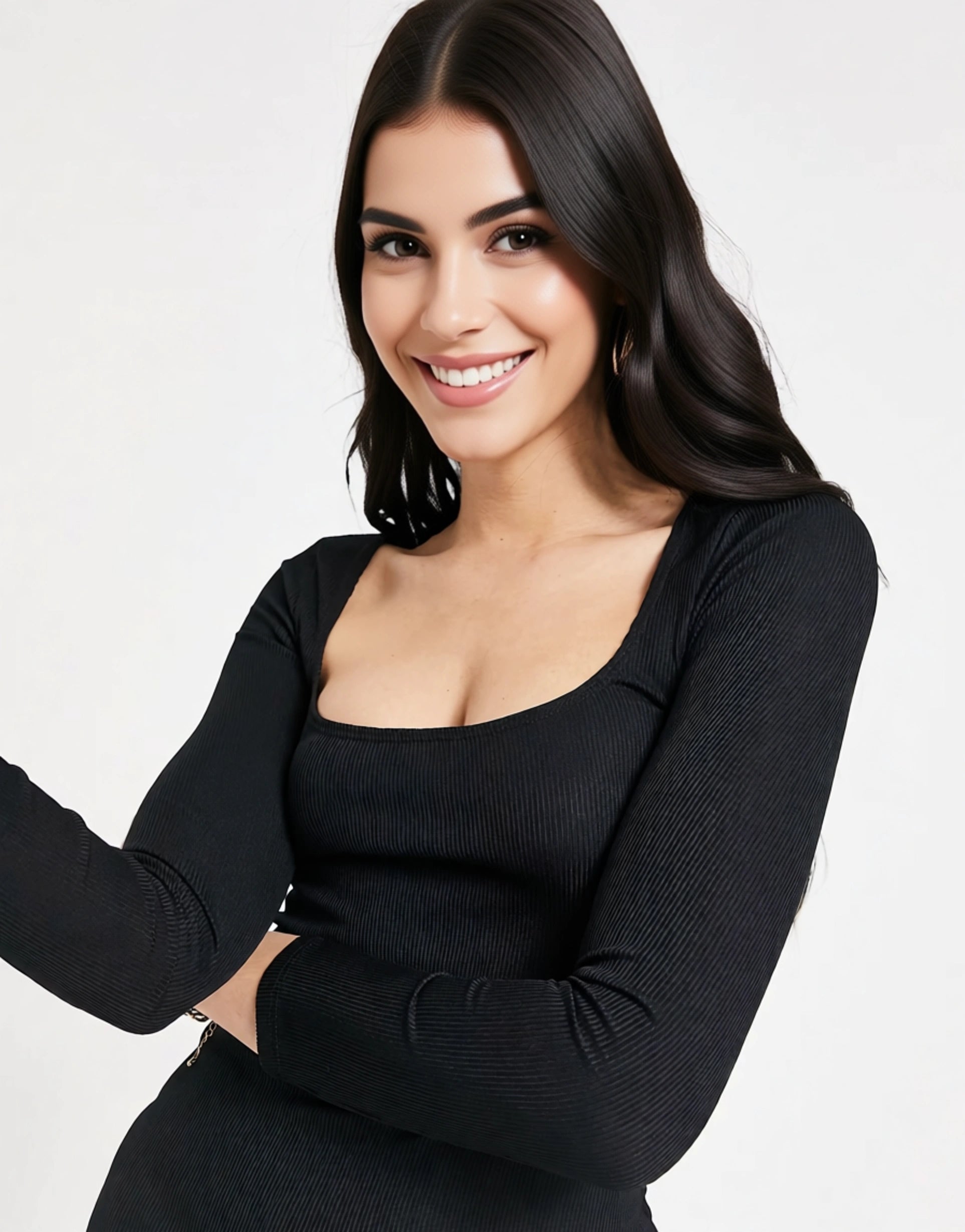 Flounce London Womens Scoop Neck Ribbed Mini Dress In Black