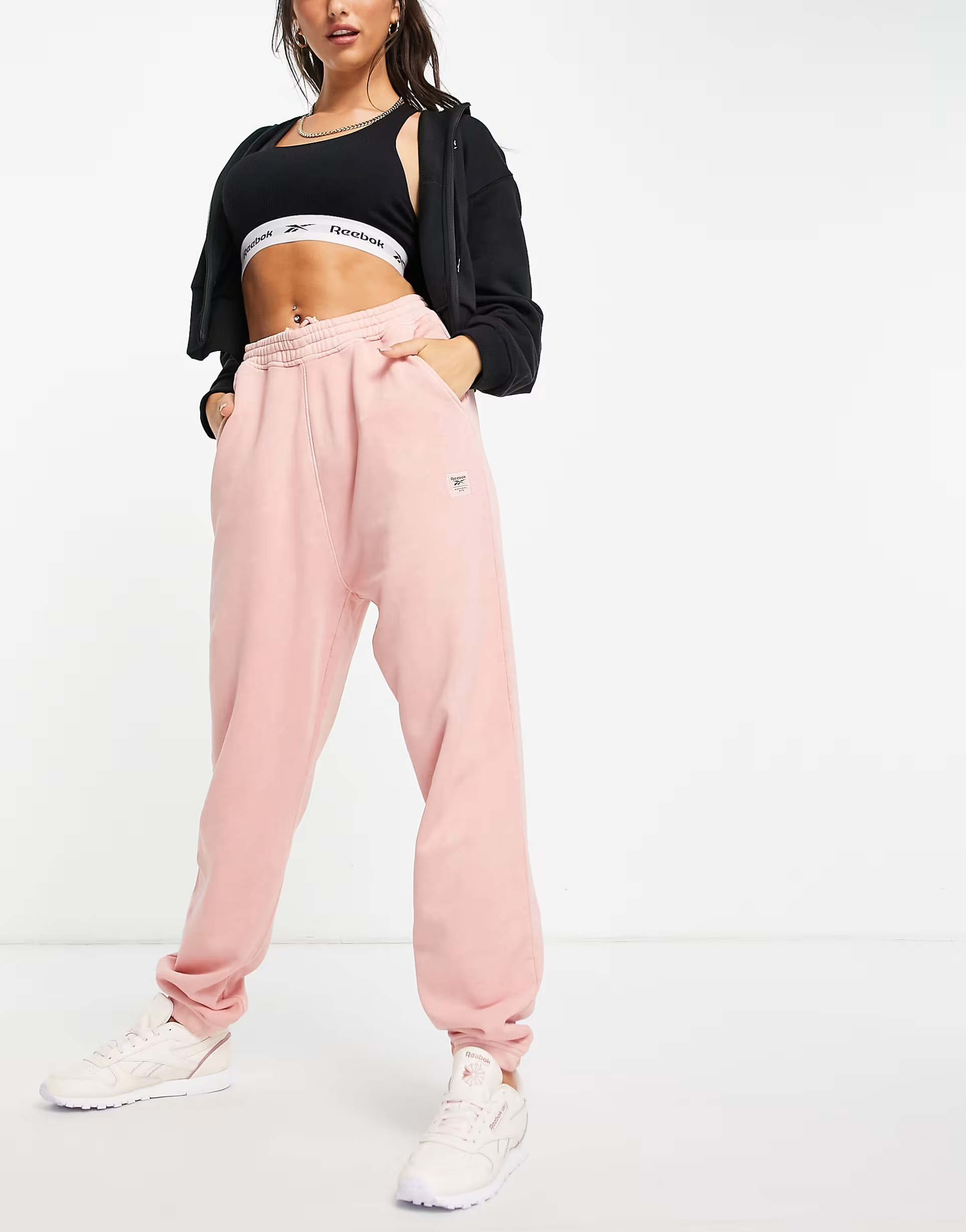 Reebok Womens Joggers In Pastel Pink