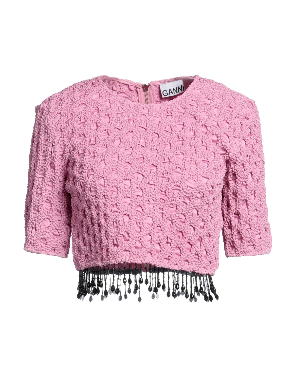 Ganni Women's Woven Crew Neck Top
