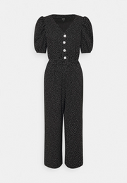 Womens Monki Peg Jumpsuit With Puff Sleeves In Black Spot Print