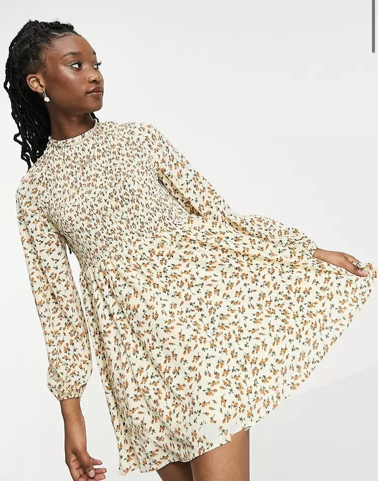 Daisy Street Womens Mini Smock Dress in Ditsy Floral