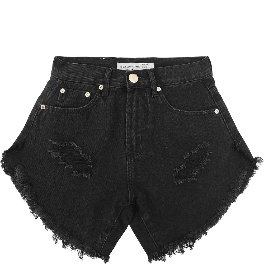 Glamorous Women's Washed Black High Waisted Denim Shorts