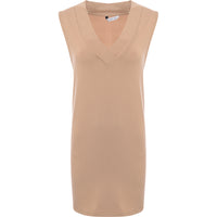 Stradivarius Womens Beige Jersey Vest Dress