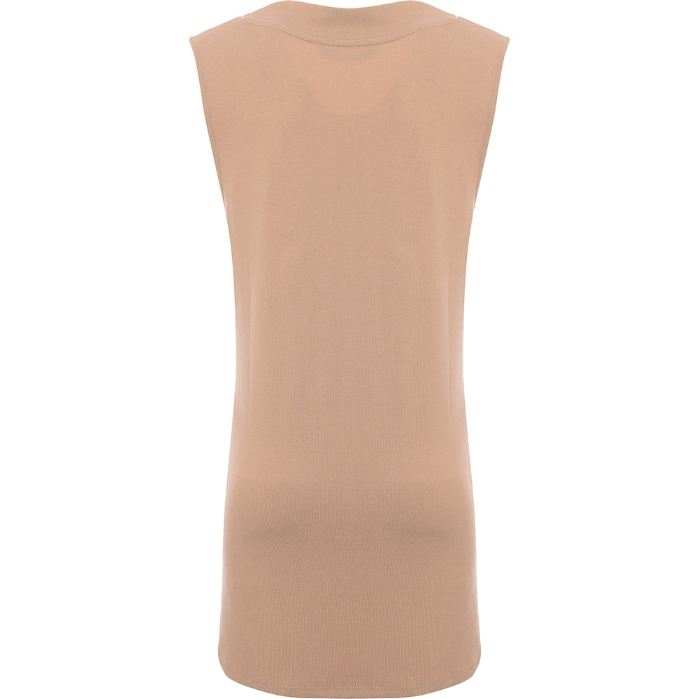 Stradivarius Womens Beige Jersey Vest Dress