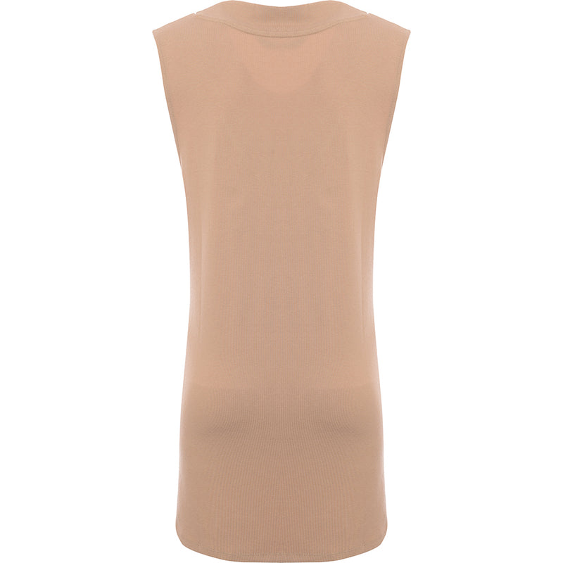 Stradivarius Womens Beige Jersey Vest Dress