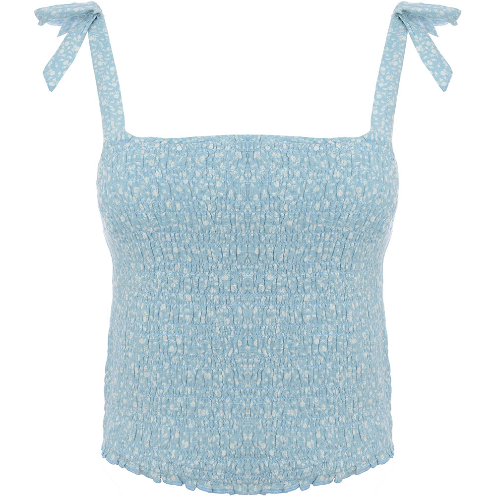 Abercrombie & Fitch Women's Blue Floral Tie Strap Top