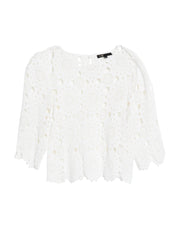Maje Women's Crew Neck Lace Top