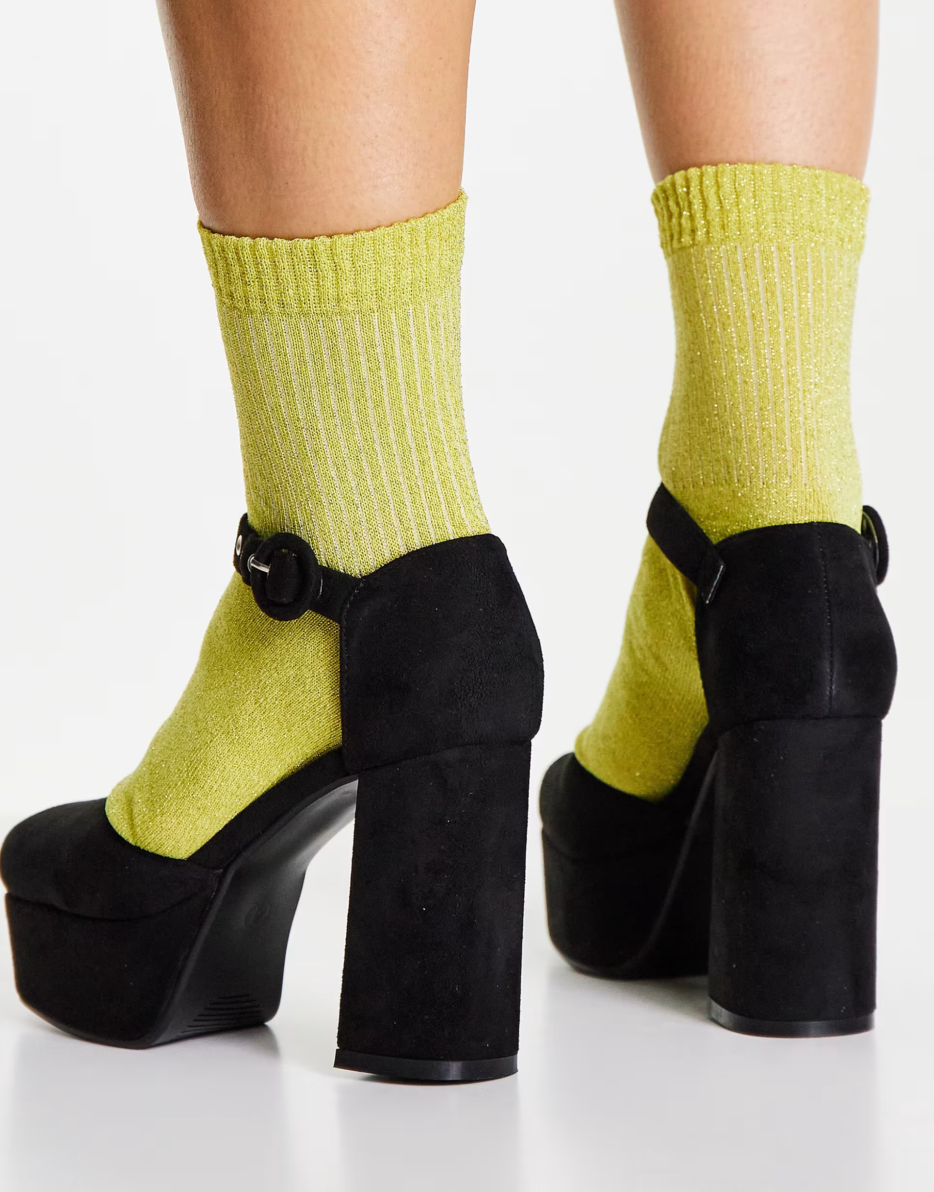 Lamoda Womens Platform Heeled Shoes With Ankle Strap In Black