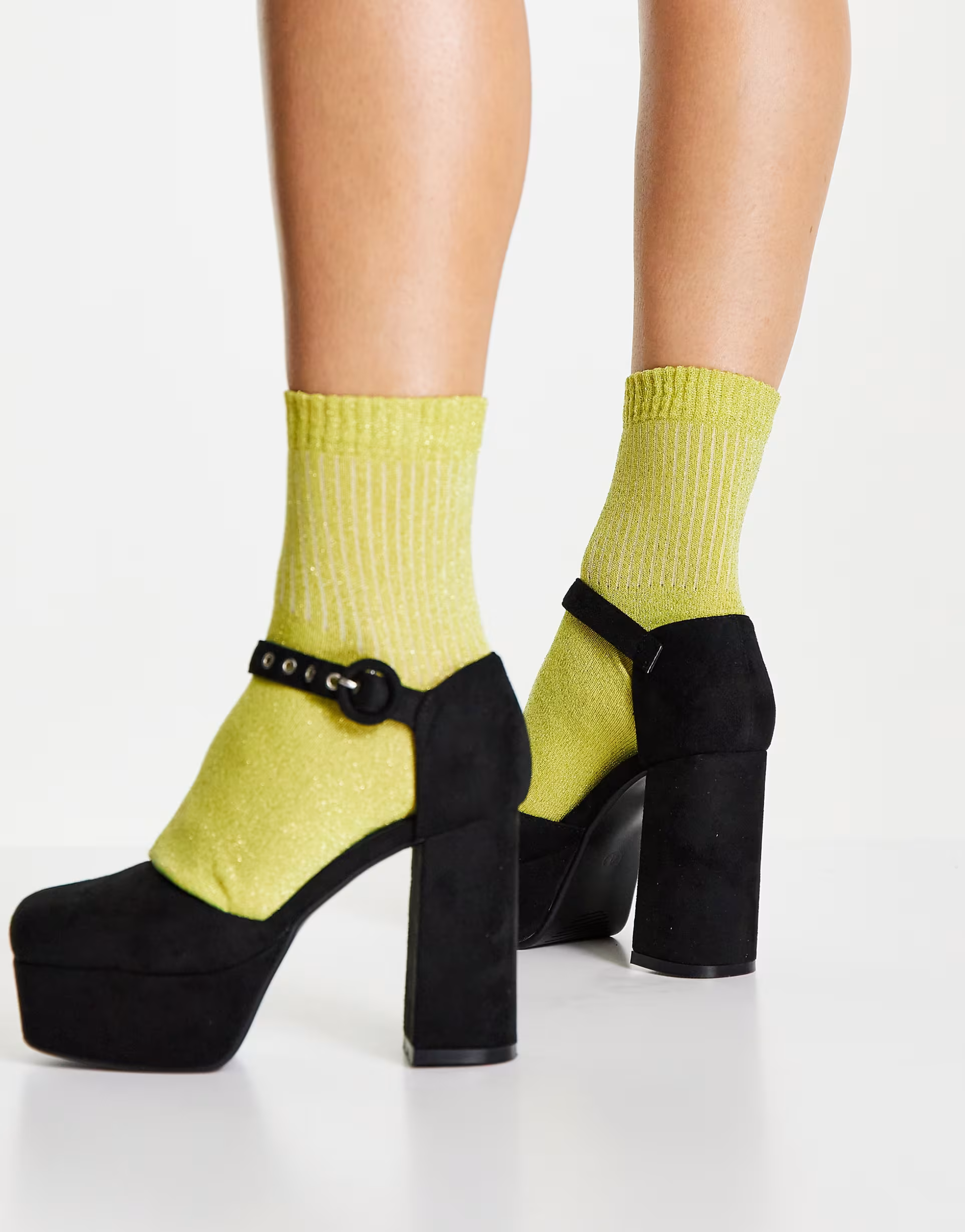 Lamoda Womens Platform Heeled Shoes With Ankle Strap In Black