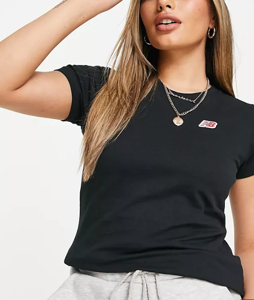 New Balance Womens Small Logo T-Shirt In Black