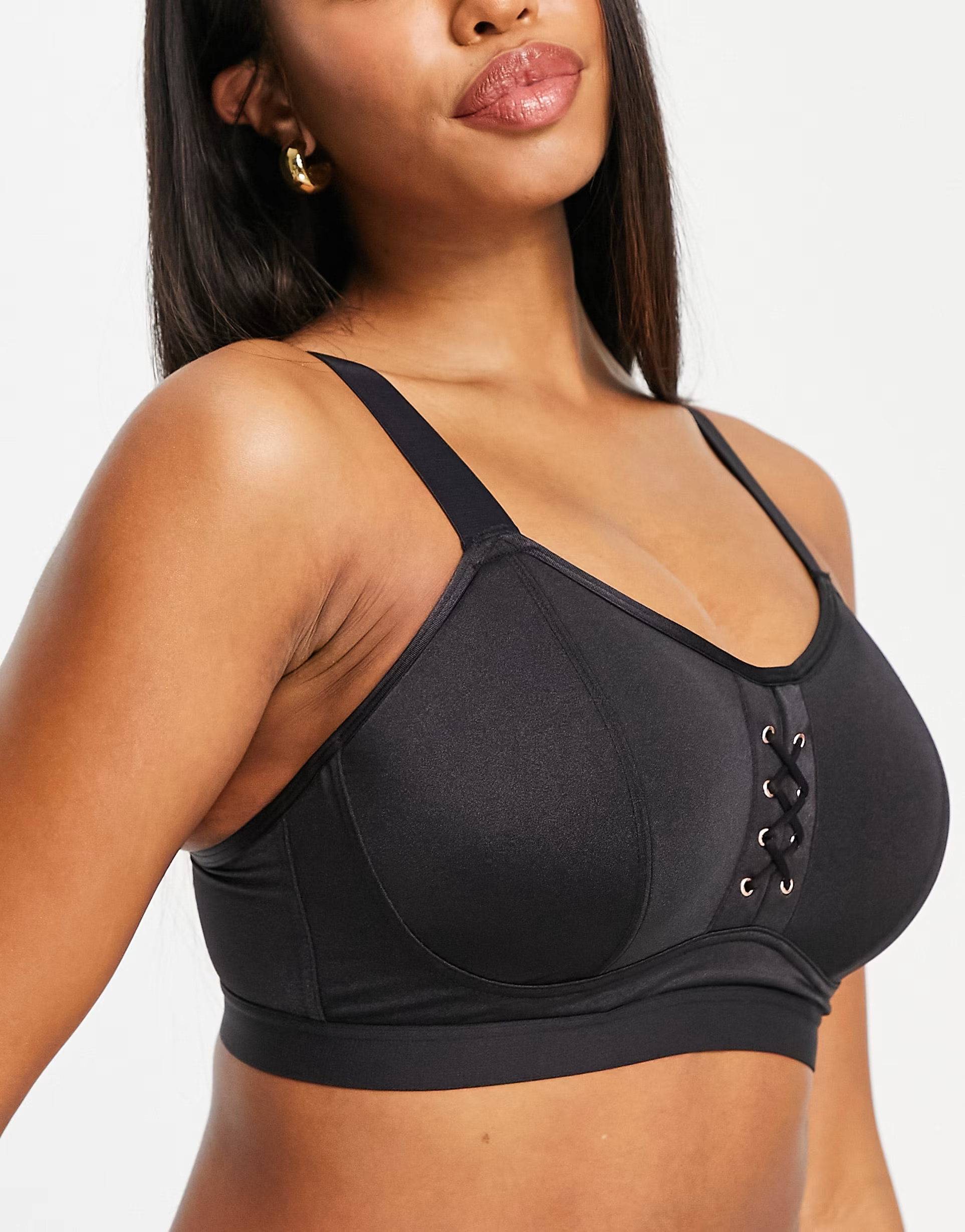 Pour Moi Womens Fuller Bust Aspire Underwired Lightly Padded Sports Bra In Black