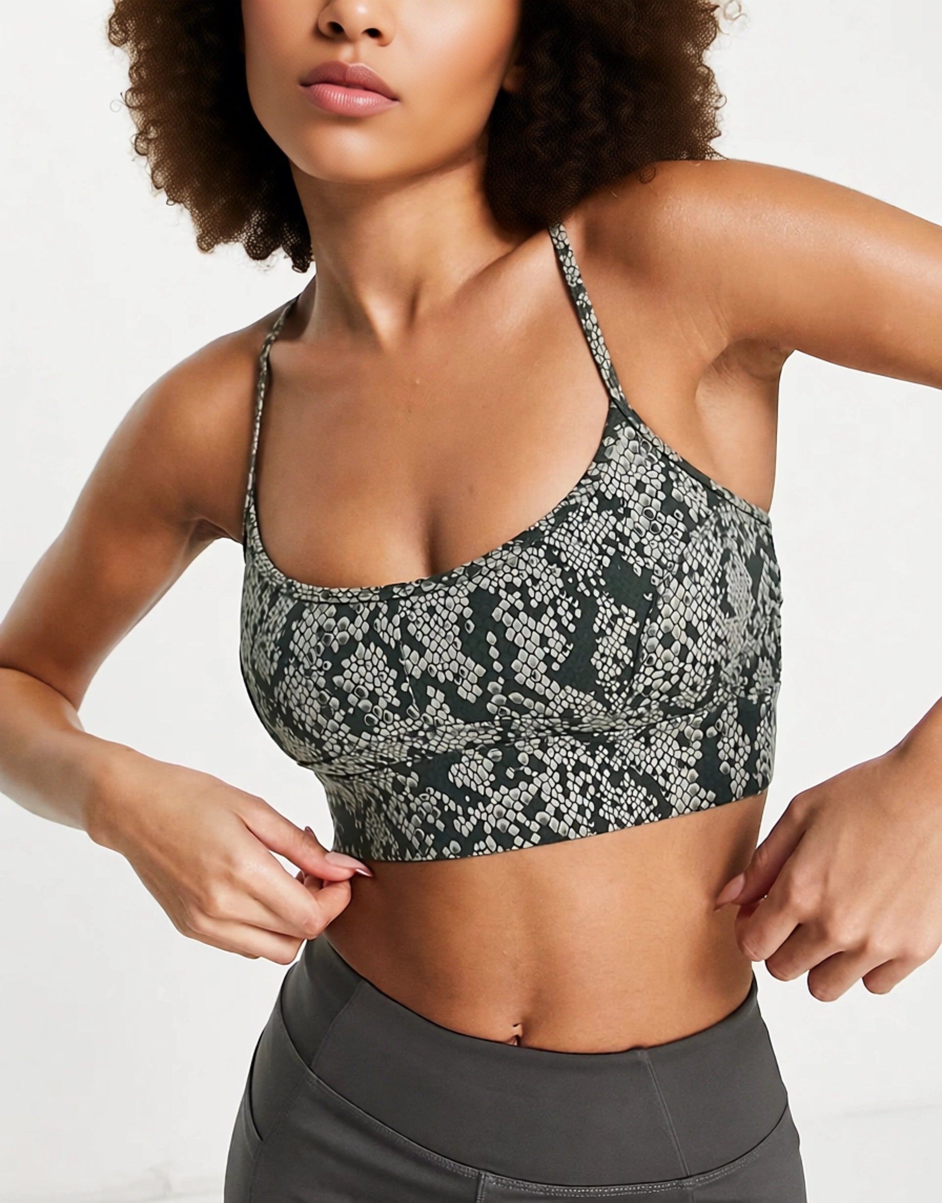 Varley Womens Irena Light Support Sports Bra in Snake Print