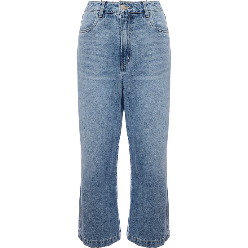 Vero Moda Women's Blue Cropped Wide Leg Jeans