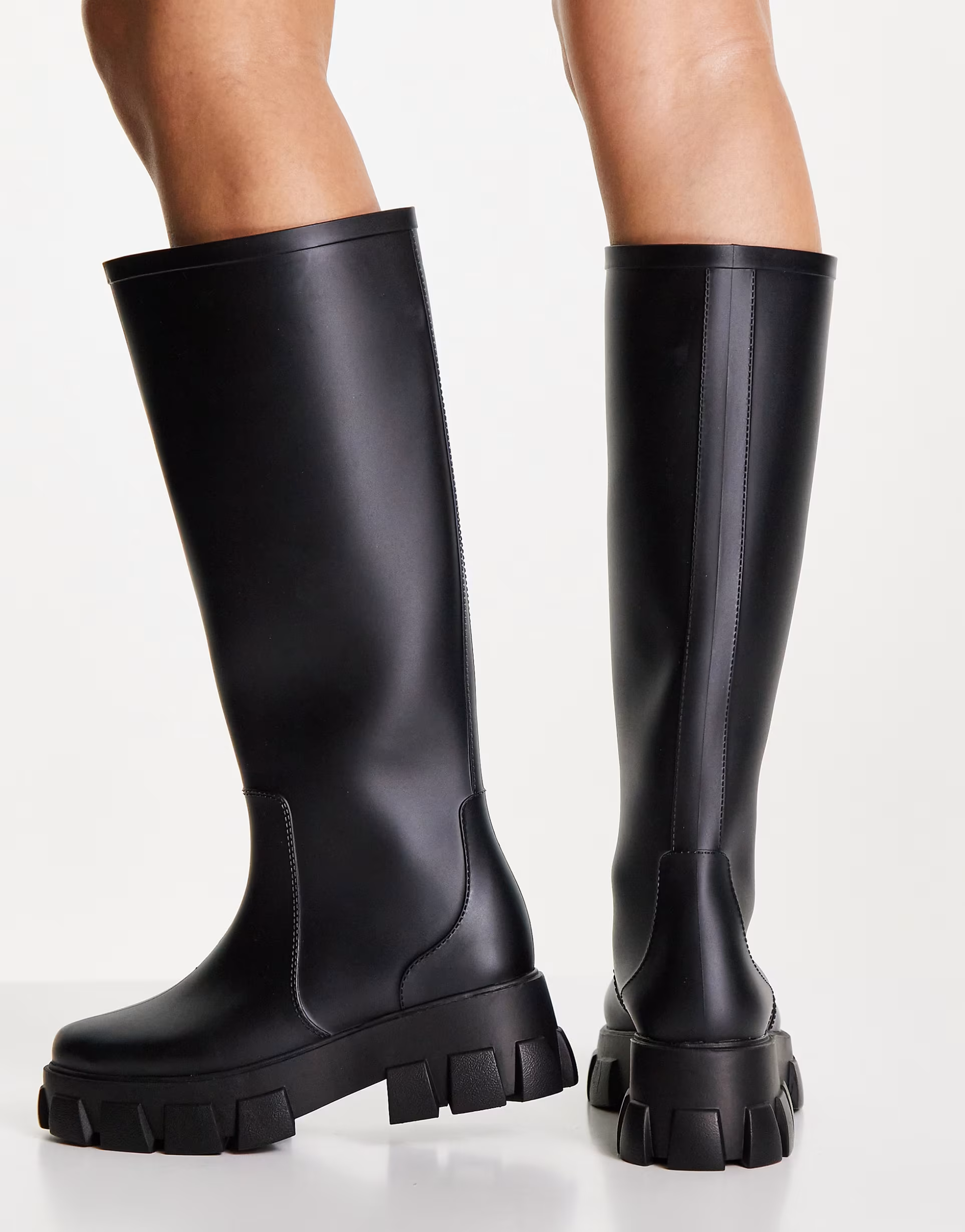 Highstreet Womens Gracie Chunky Knee High Wellies In Black