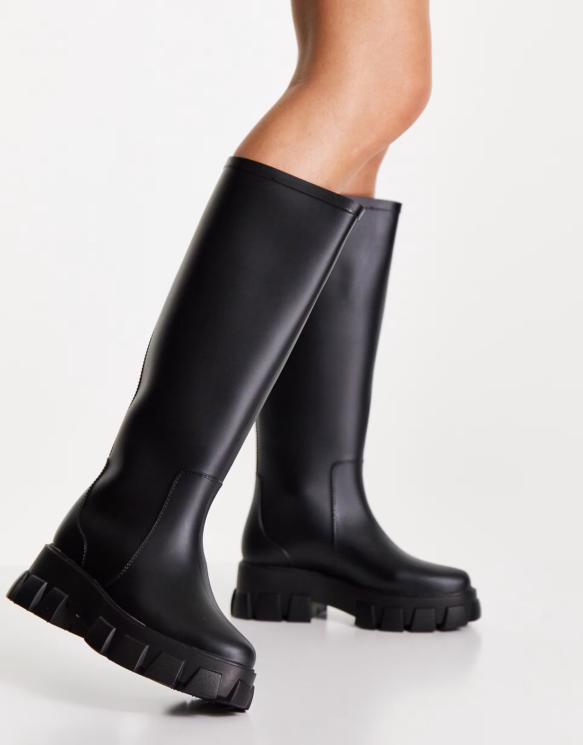 Highstreet Womens Gracie Chunky Knee High Wellies In Black