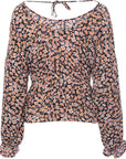 Only Women's Floral Print Pephem Blouse With Tie Back