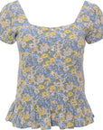 Only Women's Blue Ditsy Floral Blouse With Pephem