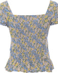 Only Women's Blue Ditsy Floral Blouse With Pephem