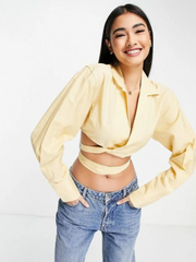 & Other Stories Womens Cropped Tie Waist Detail In Yellow