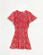 & Other Stories Womens Cinched Waist Mini Dress in Red Floral