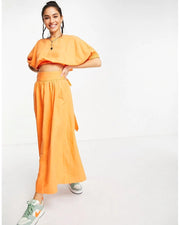 & Other Stories Women's Co-Ord Skater Midi Skirt In Orange