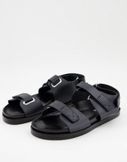 Kaltur Women's Black Leather Dad Sandals