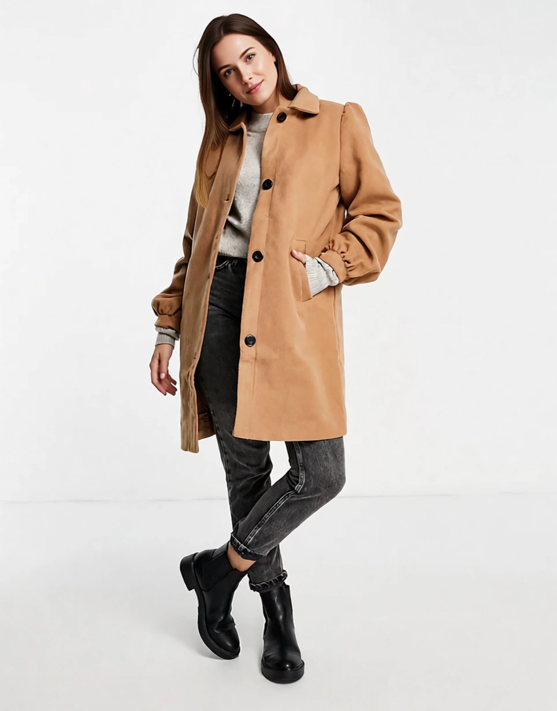 Wednesday's Girl Womens Tailored Coat In Neutral