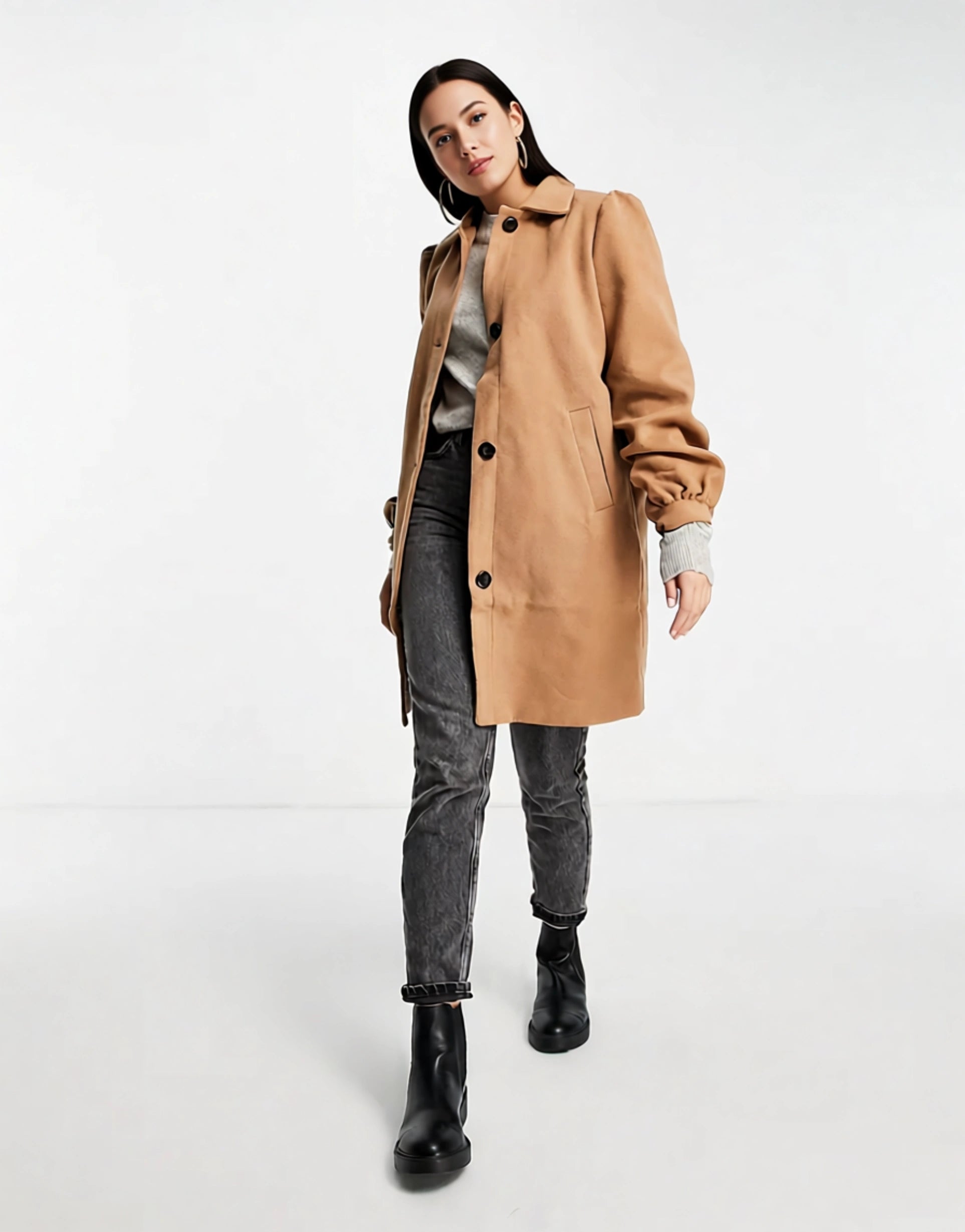 Wednesday's Girl Womens Tailored Coat In Neutral