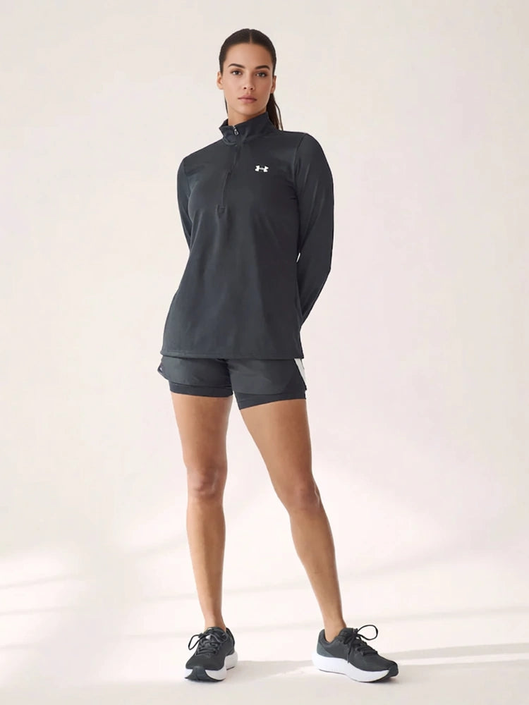 Under Armour Tech 1/2 zip long sleeve top in black