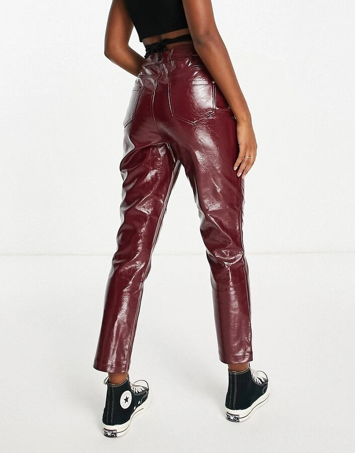 Urban Bliss Womens Faux Leather Trousers In Red