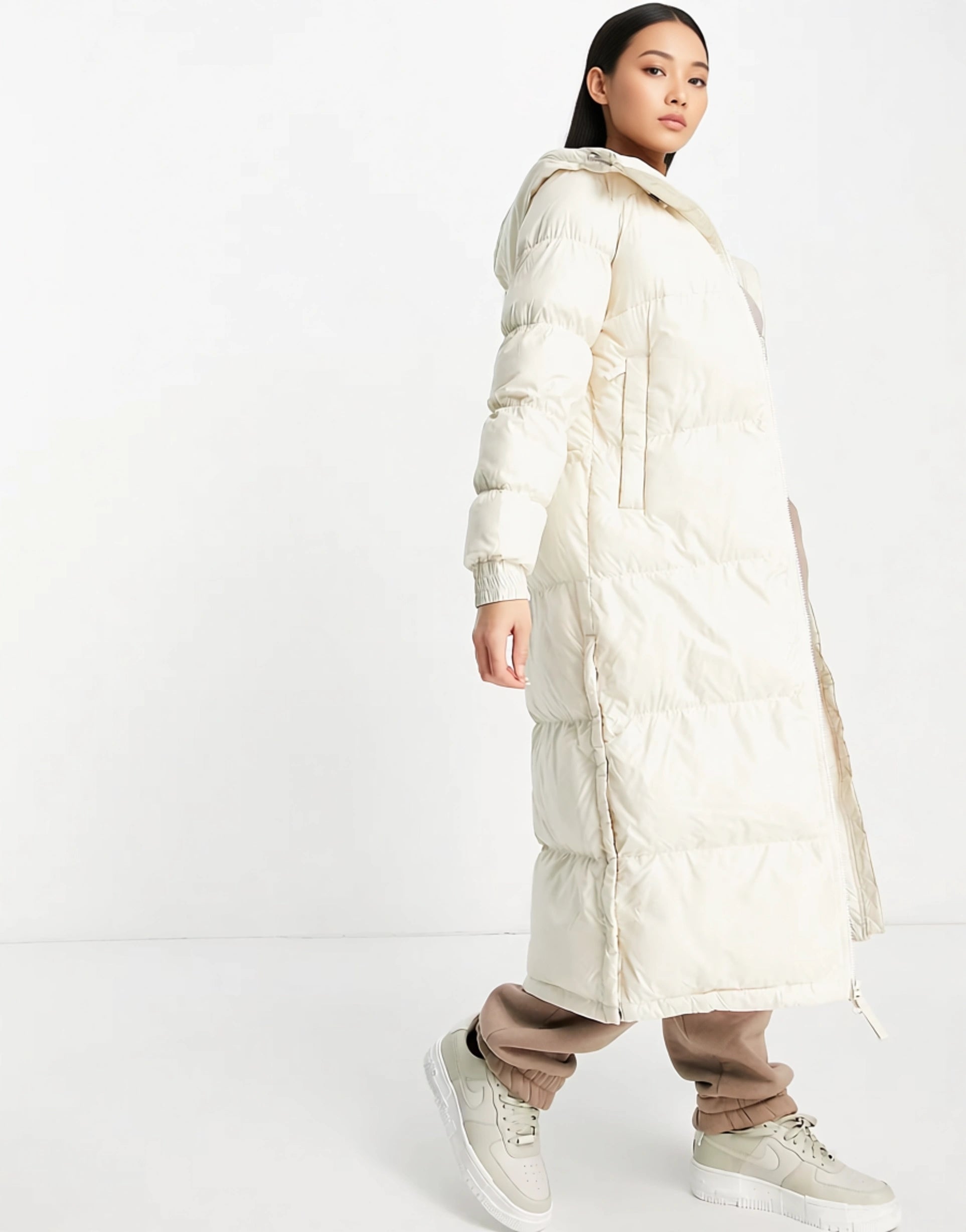 Womens Columbia Pike Lake Long Puffer Jacket In Cream