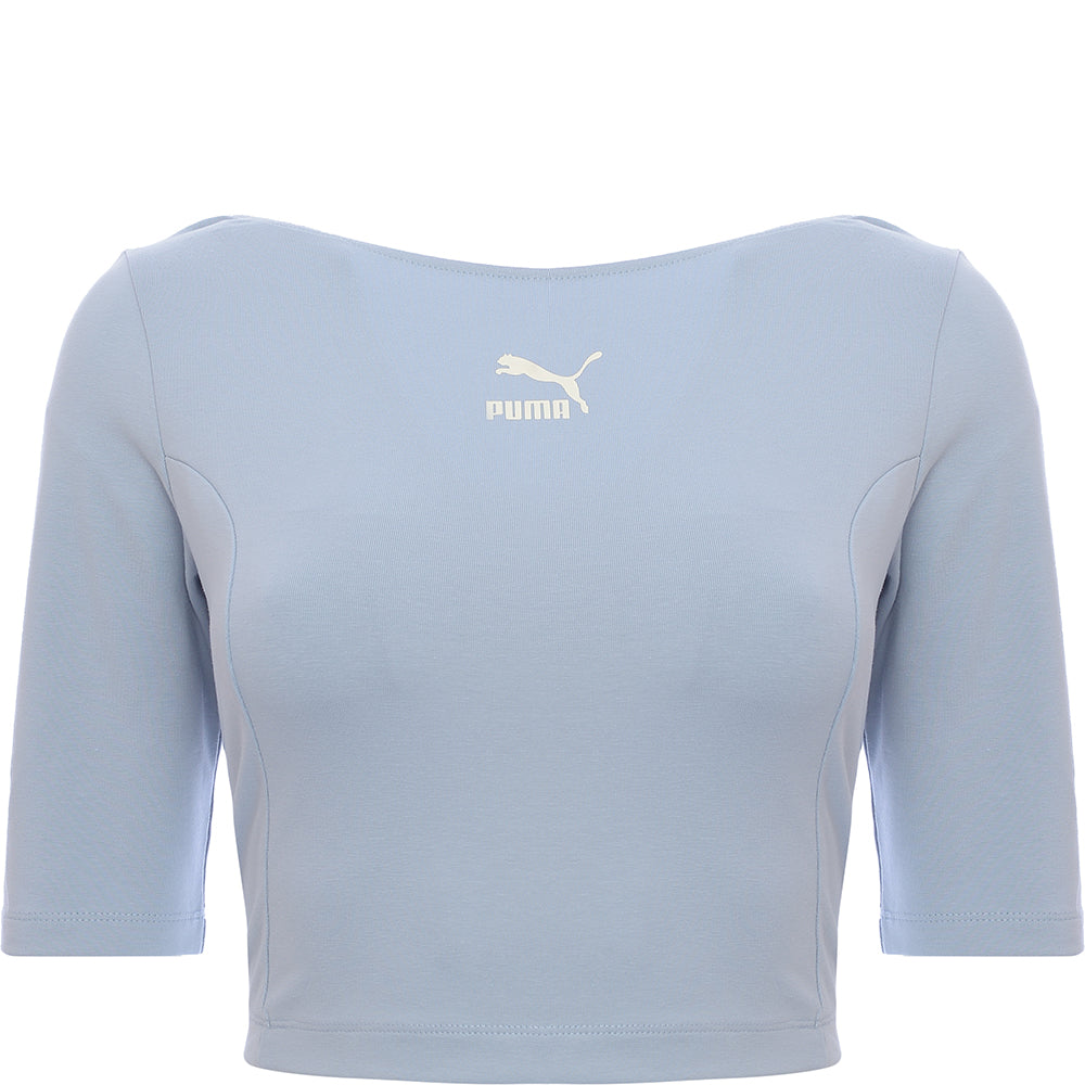 Puma Women's Blue Classics Crop T-Shirt