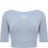 Puma Women's Blue Classics Crop T-Shirt