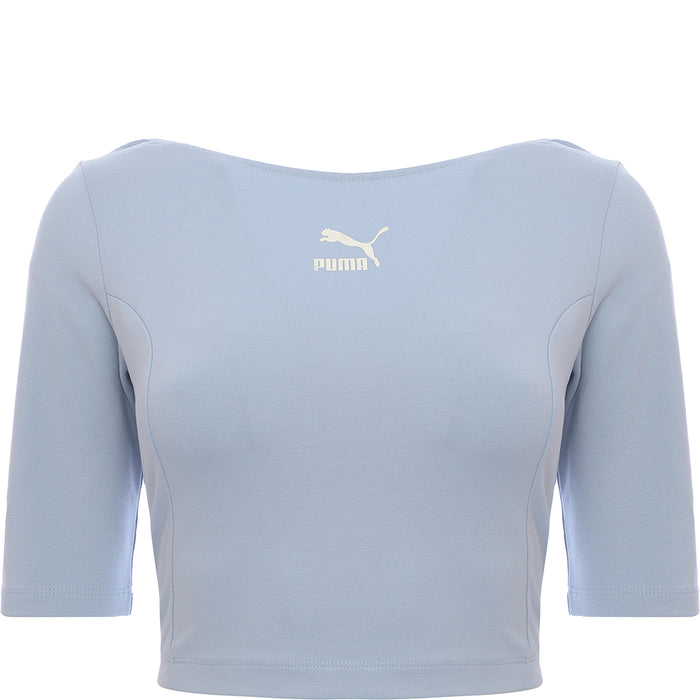 Puma Women's Blue Classics Crop T-Shirt